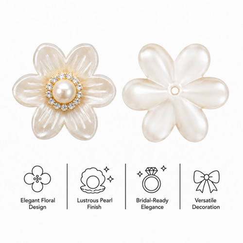 Wholesale Six-Petal Daisy Pearl Flower Flatback Rhinestones with Crystal Halo | Apparel & Accessories |Z038