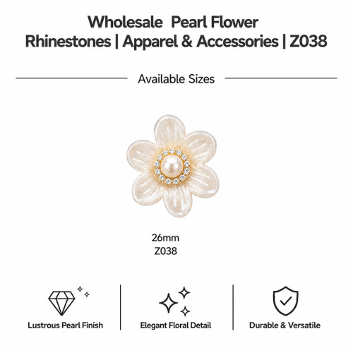 Wholesale Six-Petal Daisy Pearl Flower Flatback Rhinestones with Crystal Halo | Apparel & Accessories |Z038
