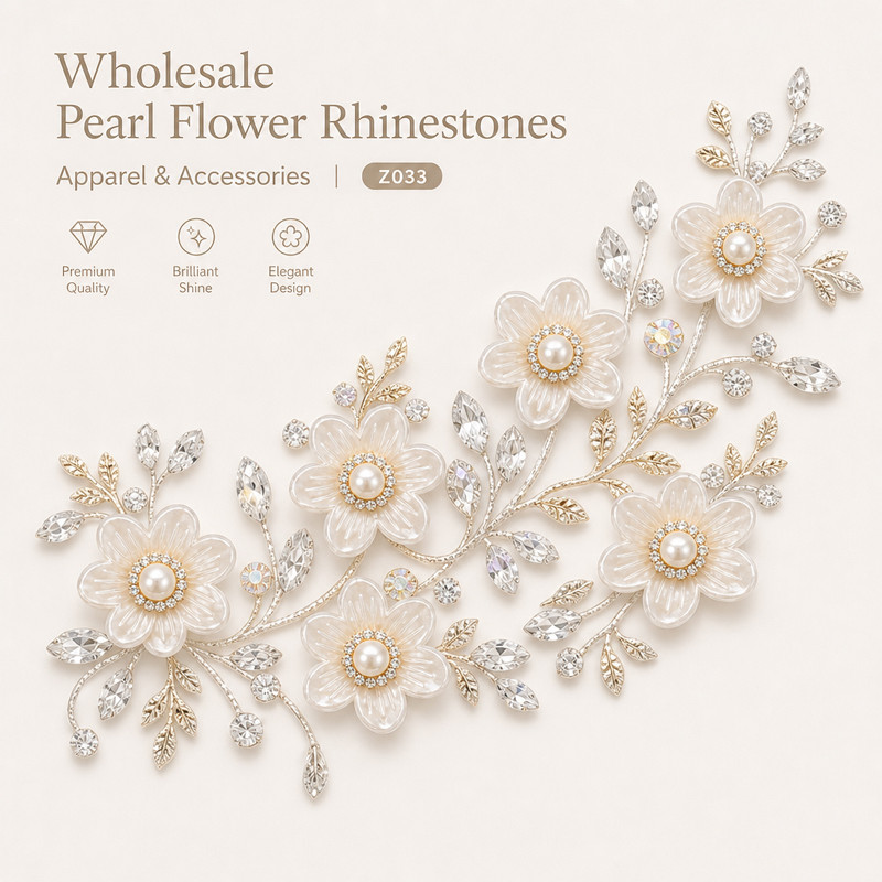 five-petal pearl flower rhinestones
