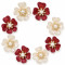 Wholesale Five-Petal Pearl Flower Flatback Rhinestones with Crystal Halo | Bridal & Summer Fashion |Z041