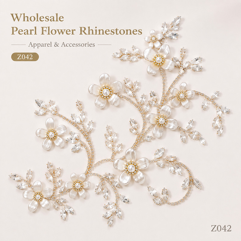 five-petal pearl flower rhinestones