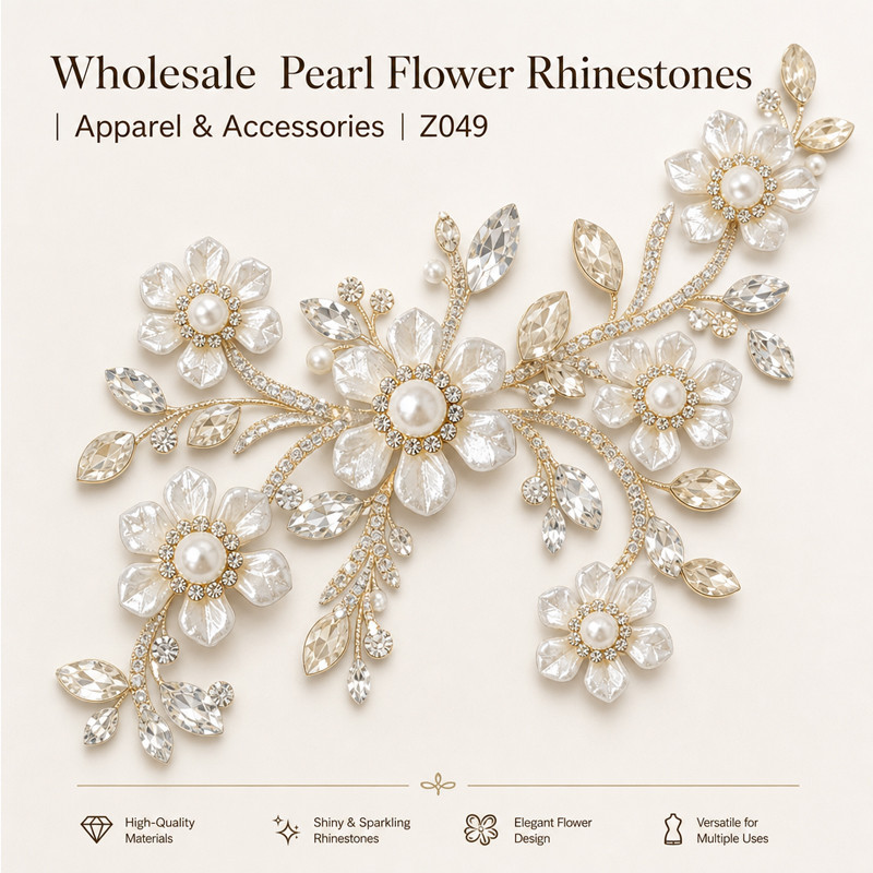 five-petal pearl flower rhinestones