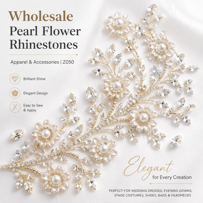 five-petal pearl flower rhinestones