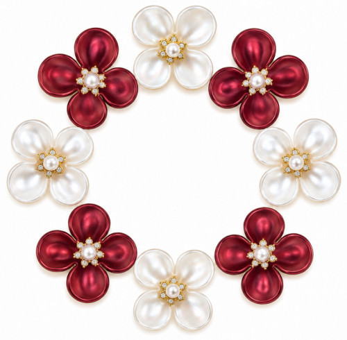 Wholesale Elegant Four-Petal Pearl Flower Rhinestones with Crystal Halo | Bridal & Wedding Fashion |Z053