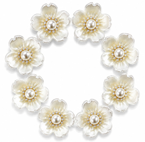 Wholesale Sweet Girly Five-Petal Pearl Flower Flatback Rhinestones | Spring Fashion Accessories |Z070