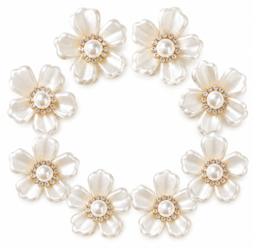 Wholesale Elegant Five-Petal Pearl Flower Rhinestones with Crystal Halo | Bridal Fashion Accessories |Z081