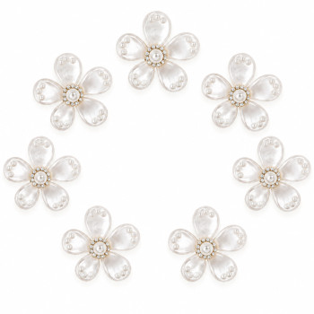 Wholesale Elegant Five-Petal Pearl Flower Rhinestone Appliques | Bridal & Fashion Accessories |Z085