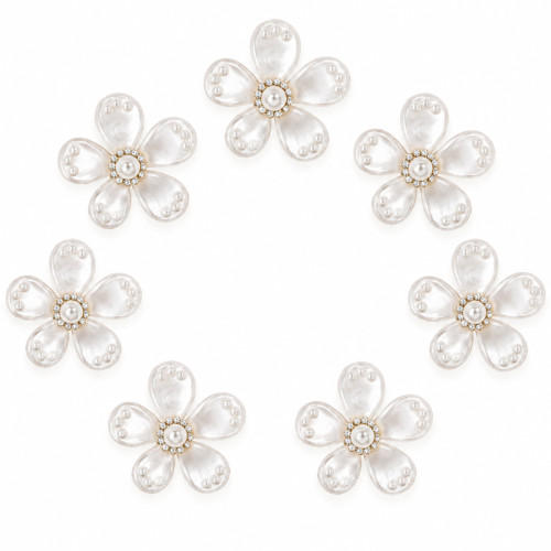 Wholesale Elegant Five-Petal Pearl Flower Rhinestone Appliques | Bridal & Fashion Accessories |Z085