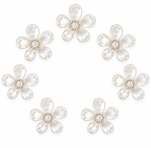 Wholesale Elegant Five-Petal Pearl Flower Rhinestone Appliques | Bridal & Fashion Accessories |Z085