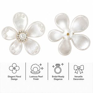 Wholesale Elegant Five-Petal Pearl Flower Rhinestone Appliques | Bridal & Fashion Accessories |Z085