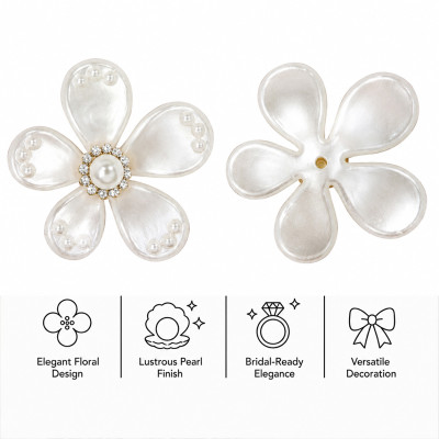 Wholesale Elegant Five-Petal Pearl Flower Rhinestone Appliques | Bridal & Fashion Accessories |Z085