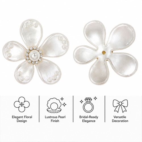 Wholesale Elegant Five-Petal Pearl Flower Rhinestone Appliques | Bridal & Fashion Accessories |Z085
