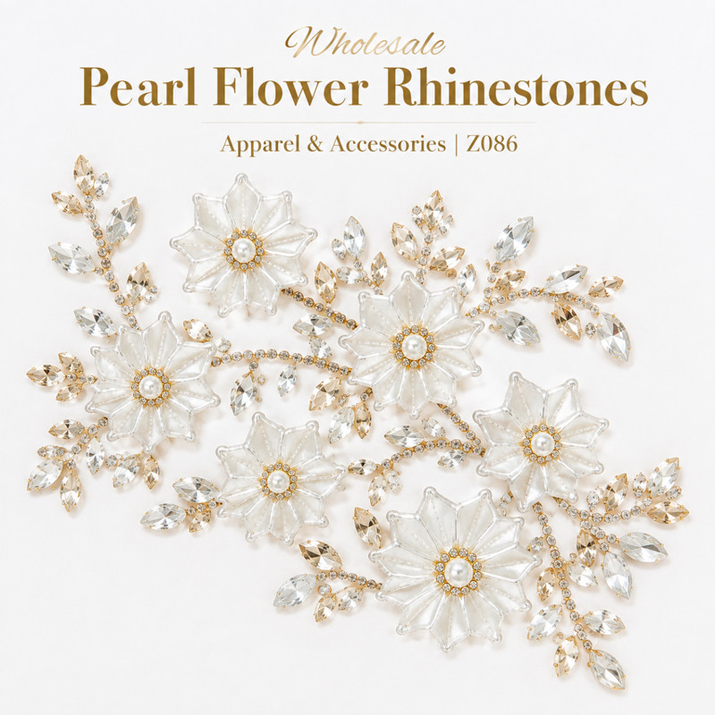 five-petal pearl flower rhinestones