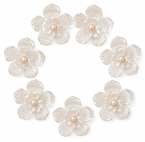 Wholesale Elegant Double-Layer Five-Petal Pearl Flower Rhinestone Applique | Bridal Fashion Accessories |Z089