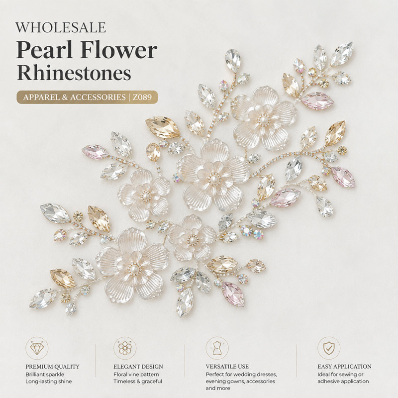 five-petal pearl flower rhinestones