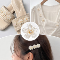 Wholesale Elegant Double-Layer Pearl Flower Rhinestone Applique | Bridal Fashion Accessories |Z090