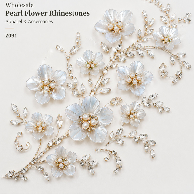 five-petal pearl flower rhinestones