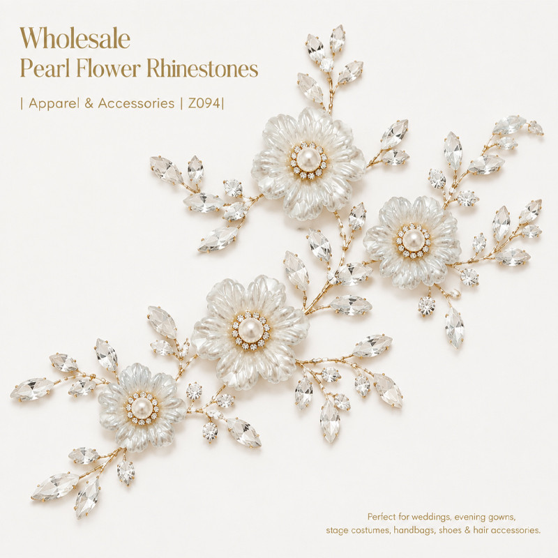 six-petal pearl flower rhinestones