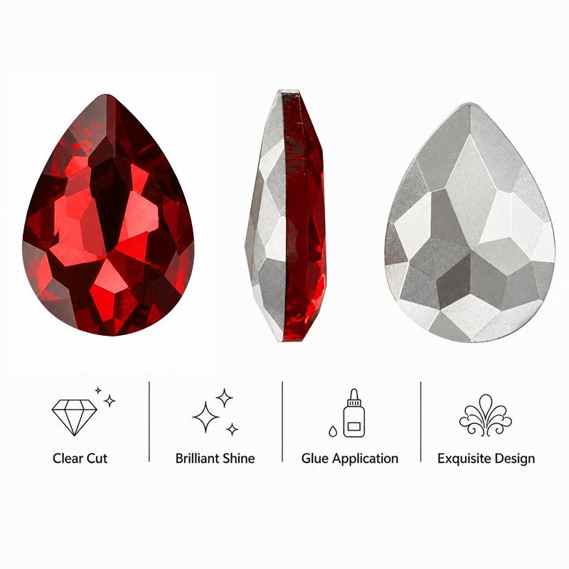 Teardrop pointed-back glass stone for fashion jewelry