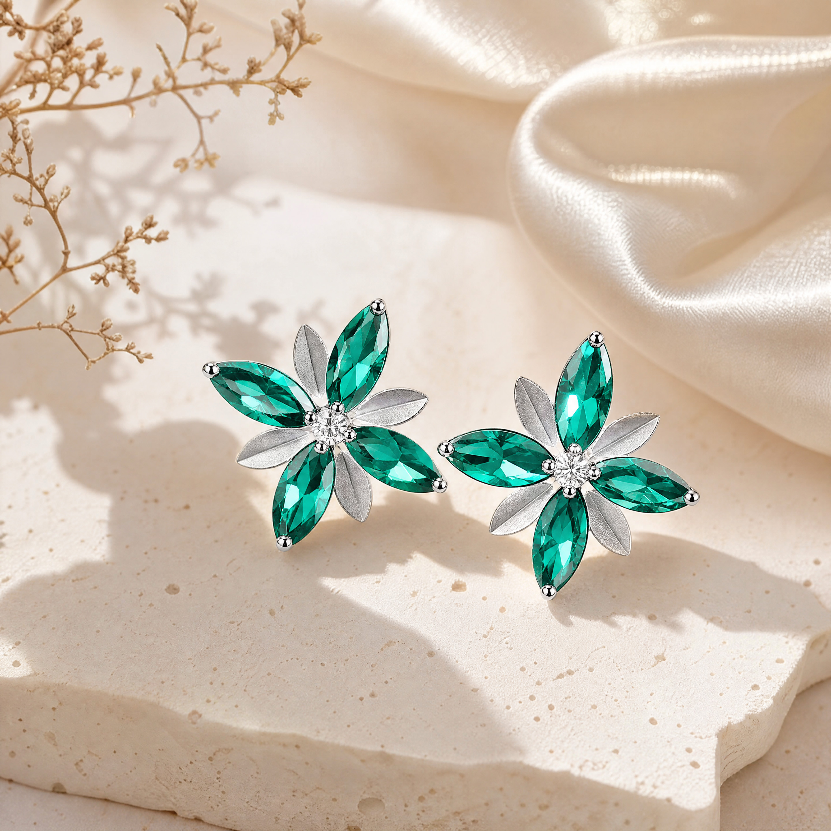 Pointed-back rhinestones used in fashion earrings
