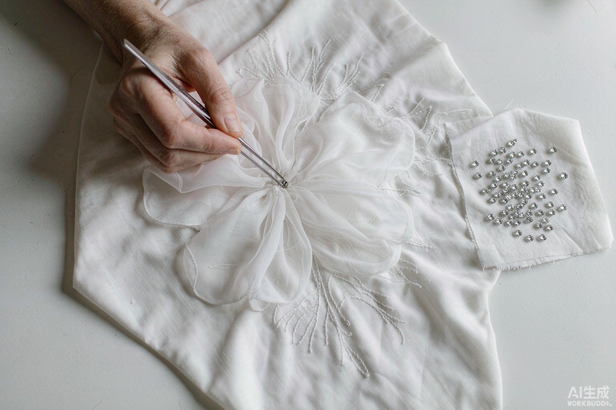 Designer placing crystals by hand