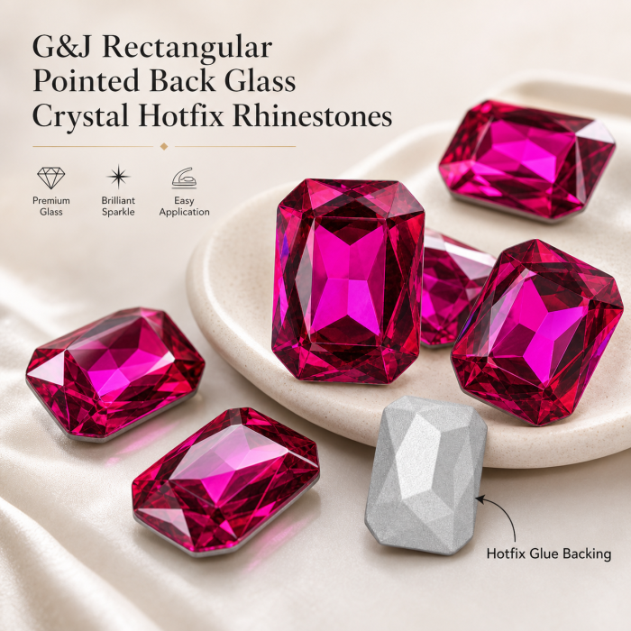 G&J Rectangular Pointed Back Glass Crystal Hotfix Rhinestones for Clothing, Dresses, Shoes and Accessories