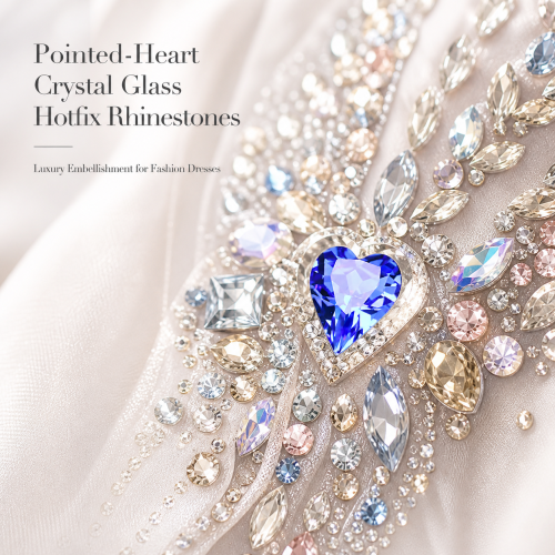 G&J Heart Pointed Back Glass Crystal Hotfix Rhinestones for Clothing, Dresses, Shoes and Accessories