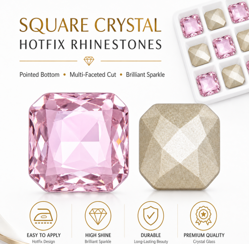 G&J Square Pointed Back Glass Crystal Hotfix Rhinestones for Clothing, Dresses, Shoes and Accessories
