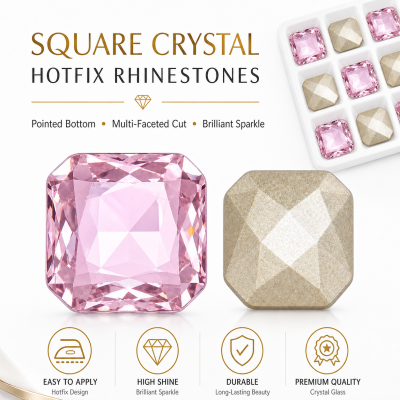 G&J Square Pointed Back Glass Crystal Hotfix Rhinestones for Clothing, Dresses, Shoes and Accessories