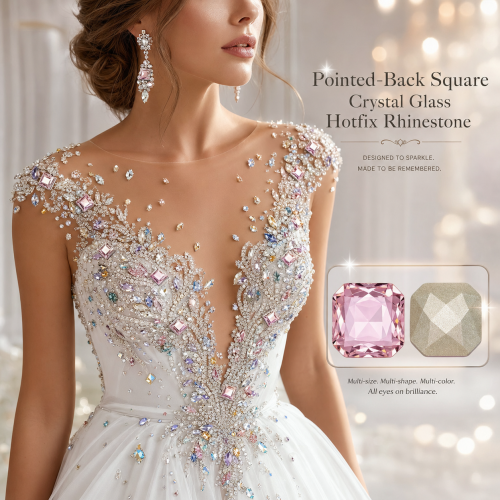 G&J Square Pointed Back Glass Crystal Hotfix Rhinestones for Clothing, Dresses, Shoes and Accessories