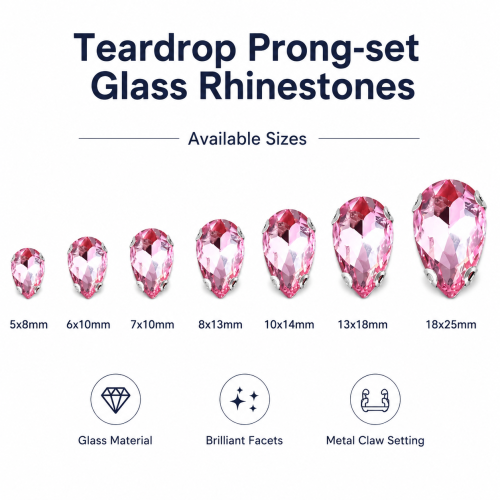 Wholesale Tear Octagon Sew-On Acrylic 4 Claw Rhinestones