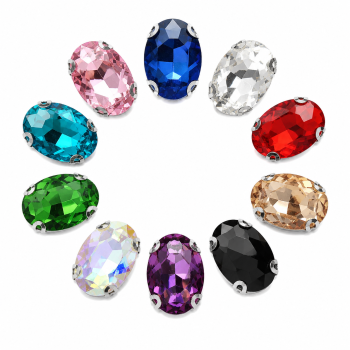 Wholesale Oval Sew-On Acrylic 4D Claw Rhinestones