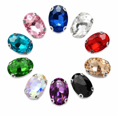 Wholesale Oval Sew-On Glass 4D Claw Rhinestones