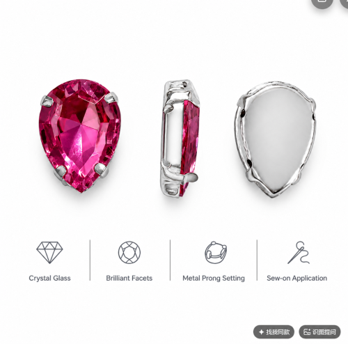 Wholesale Teardrop Sew-On Glass Claw Rhinestones