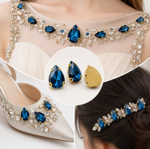 Wholesale Teardrop Sew-On Glass 4D Claw Rhinestones