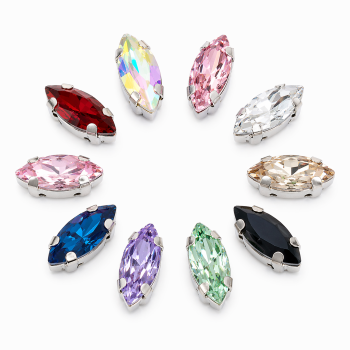 Wholesale Navette Sew-On Glass Claw Rhinestones