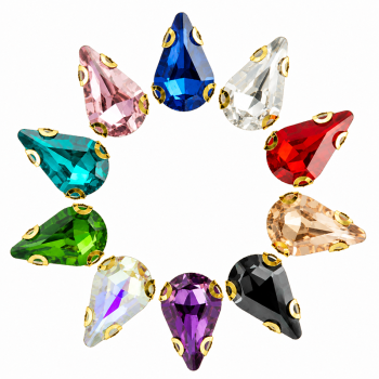 Wholesale Teardrop Sew-On Glass 4D Claw Rhinestones