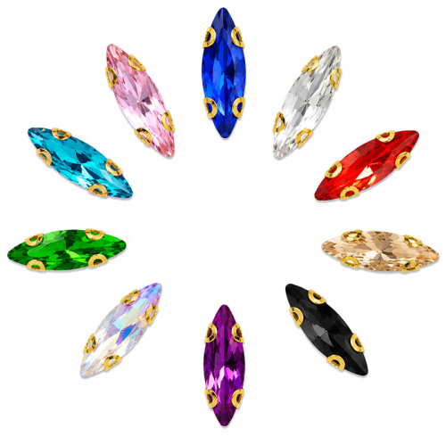 Wholesale Navette Sew-On Glass Claw Rhinestones