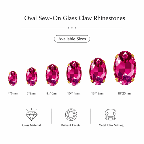 Wholesale Oval Sew-On Acrylic 4 Claw Rhinestones
