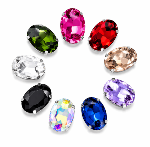 Wholesale Oval Sew-On Glass Claw Rhinestones