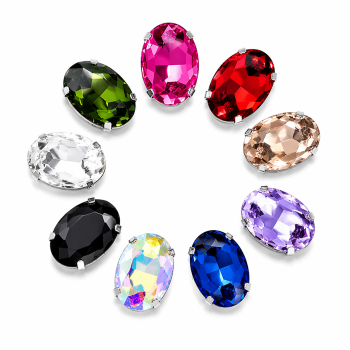 Wholesale Oval Sew-On Glass Claw Rhinestones
