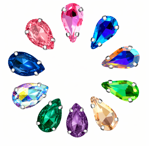 Wholesale Teardrop Sew-On Glass Claw Rhinestones