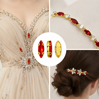 Wholesale Navette Sew-On Glass Claw Rhinestones