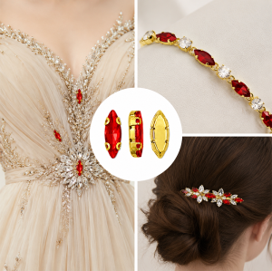 Wholesale Navette Sew-On Glass Claw Rhinestones