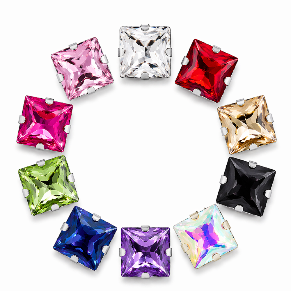 Wholesale Square Sew-On Glass Rhinestones with Claw Setting