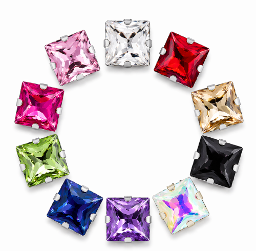 Wholesale Square Sew-On Glass Rhinestones with Claw Setting