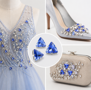 Triangle Sew-On Glass Rhinestones with Claw Setting
