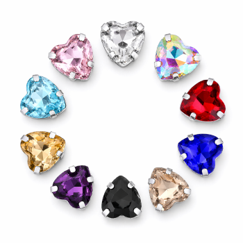 Wholesale Heart  Sew-On Acrylic 4 Claw Rhinestones