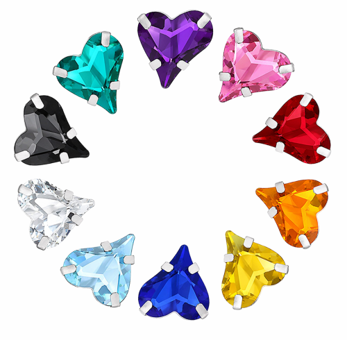 G&J Wholesale Heart Sew-On Glass Claw Rhinestones
