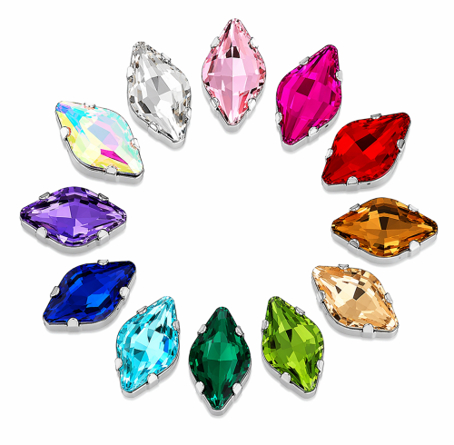 G&J Wholesale Diamond-Shaped Sew-On Glass Claw Rhinestones